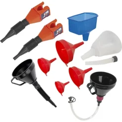 10 Piece Funnel Combo - Various Sizes & Applications - Plastic Funnels & Spouts -Flymo Shop 10 piece funnel combo various sizes applications plastic funnels spouts5056524275566 04c MP