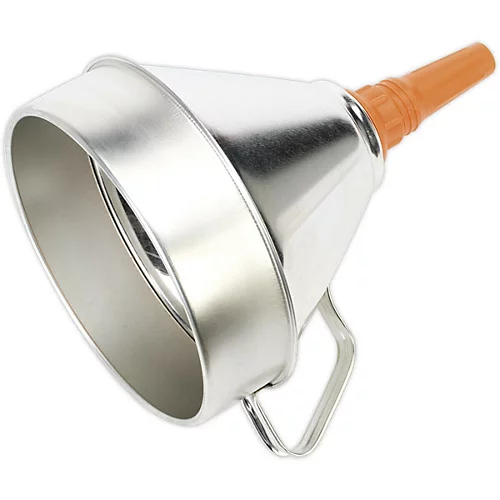 200mm Metal Funnel With Brass Filter - High Rim - Pouring Handle - PE Spout 5 200mm Metal Funnel With Brass Filter - High Rim - Pouring Handle - PE Spout - Image 3