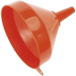 250mm Large Funnel With Fixed Spout - Side Hanging Hook - Oil & Fuel Resistant -Flymo Shop 250mm large funnel with fixed spout side hanging hook oil fuel resistant5056524275665 04c MP
