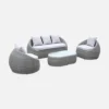 4-seater Designer Round Rattan Garden Sofa Set With 1 Sofa 2 Armchairs 1 Coffee Table - Ritardo - Grey Rattan / Light Grey Cush -Flymo Shop 4 seater designer round rattan garden sofa set with 1 sofa 2 armchairs 1 coffee table ritardo grey rattan light grey cush3760216535945 01c MP