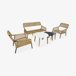 4-seater Low Garden Sofa Set KOMODO - 2-seater Sofa 2 Armchairs 3 Nesting Tables -Flymo Shop 4 seater low garden sofa set komodo 2 seater sofa 2 armchairs 3 nesting tables3760287186206 06c MP