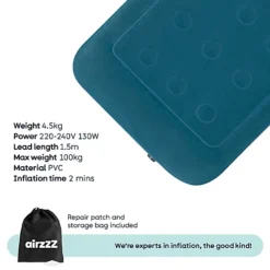 AirzzZ Inflatable High Raised Single Air Bed Mattress With Built-In Electric Pump -Flymo Shop airzzz inflatable high raised single air bed mattress with built in electric pump5056295397757 08c MP