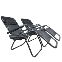 Birchtree Folding Reclining Garden Patio Chair Sun Lounger Recliner Zero Gravity Set Of 2 With Cup Holder Cushion BT-SR03 Black -Flymo Shop birchtree folding reclining garden patio chair sun lounger recliner zero gravity set of 2 with cup holder cushion bt sr03 black5055418340045 03c MP