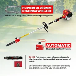 BU-KO 52cc Long Reach Petrol Multi Functional Garden Tool: Strimmer, Hedge Trimmer, Pruner Chainsaw, 3x 1m Extension Pole 9 BU-KO 52cc Long Reach Petrol Multi Functional Garden Tool: Strimmer, Hedge Trimmer, Pruner Chainsaw, 3x 1m Extension Pole -Flymo Shop bu ko 52cc long reach petrol multi functional garden tool strimmer hedge trimmer pruner chainsaw 3x 1m extension pole5065015655022 04c MP