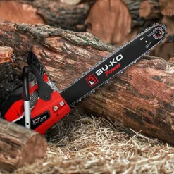 BU-KO 65cc Petrol Chainsaw 3.89HP 20" Bar With 2 Chains And 16" Bar With 2 Chains - Cover Bag And Full Safety Gear -Flymo Shop bu ko 65cc petrol chainsaw 3 89hp 20 bar with 2 chains and 16 bar with 2 chains cover bag and full safety gear5065015655084 04c MP