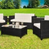 Comfy Living Deluxe 4 Piece Rattan Garden Set With Cover Option In Black -Flymo Shop comfy living deluxe 4 piece rattan garden set with cover option in black5057289615932 01c MP
