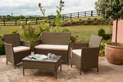 Comfy Living Economy 4 Piece Rattan Garden Set In Brown