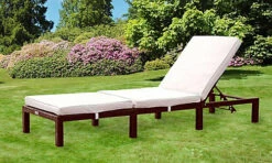 Comfy Living Rattan Sun Lounger In Brown