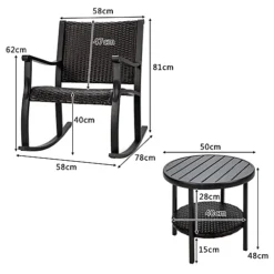 Costway 3 Pieces Bistro Outdoor Set W/ 2 Wicker Rattan Rocking Chairs & 1 Coffee Table -Flymo Shop costway 3 pieces bistro outdoor set w 2 wicker rattan rocking chairs 1 coffee table9984709897448 03c MP
