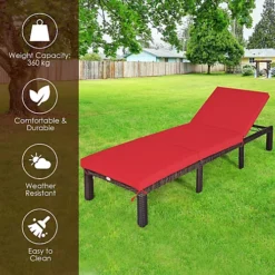 Costway 6 Positions Adjustable Rattan Sun Lounger With Cushion -Flymo Shop costway 6 positions adjustable rattan sun lounger with cushion6085649034184 03c MP