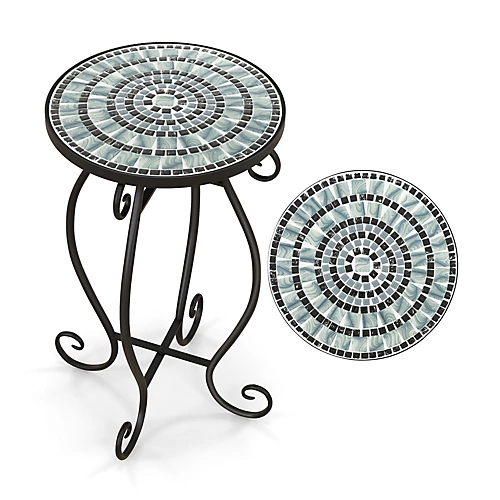 Costway Mosaic Outdoor Side Table Round End Table Weather Resistant Ceramic Tabletop 3 Costway Mosaic Outdoor Side Table Round End Table Weather Resistant Ceramic Tabletop