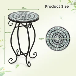 Costway Mosaic Outdoor Side Table Round End Table Weather Resistant Ceramic Tabletop 8 Costway Mosaic Outdoor Side Table Round End Table Weather Resistant Ceramic Tabletop -Flymo Shop costway mosaic outdoor side table round end table weather resistant ceramic tabletop6085650677134 03c MP