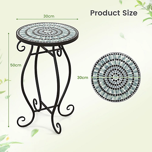 Costway Mosaic Outdoor Side Table Round End Table Weather Resistant Ceramic Tabletop 5 Costway Mosaic Outdoor Side Table Round End Table Weather Resistant Ceramic Tabletop - Image 3
