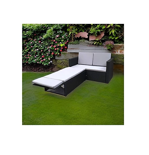 EVRE 2 Seat Rattan Garden Love Bed Furniture Set - Black For Patio Conservatory 4 EVRE 2 Seat Rattan Garden Love Bed Furniture Set - Black For Patio Conservatory - Image 2