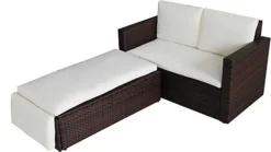 Evre 2 Seater Outdoor Rattan Garden Love Bed Furniture Set- Brown For Patio Conservatory