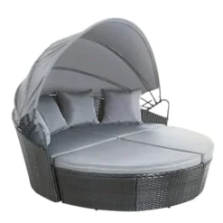 EVRE Black Bali Day Bed Outdoor Garden Furniture Set With Canopy And Cover -Flymo Shop evre black bali day bed outdoor garden furniture set with canopy and cover5060381727663 04c MP