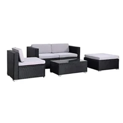 EVRE Black Rattan Outdoor Garden Furniture Set 4 Seater California Sofa Set With Coffee Table -Flymo Shop evre black rattan outdoor garden furniture set 4 seater california sofa set with coffee table5060381723313 03c MP