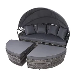 EVRE Mixed Grey Bali Day Bed Outdoor Garden Furniture Set With Canopy -Flymo Shop evre mixed grey bali day bed outdoor garden furniture set with canopy5060381722996 03c MP