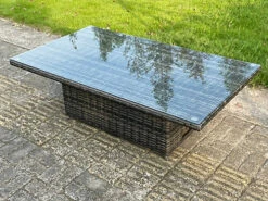 Fimous Wicker Rattan Garden Furniture Adjustable Rising Dining Or Coffee Table In Dark Grey Mixed -Flymo Shop fimous wicker rattan garden furniture adjustable rising dining or coffee table in dark grey mixed0694774949773 03c MP