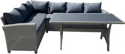 Furniture One Rattan Effect Grey 5 Seater Table And Chair Dining Sofa Set Patio Outdoor Sofa