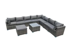 Furniture One Rattan Effect Grey Rattan 9 Seat Corner Sofa Set NO ASSEMBLY & ALUMINIUM FRAME -Flymo Shop furniture one rattan effect grey rattan 9 seat corner sofa set no assembly aluminium frame0727536849520 03c MP