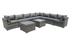 Furniture One Rattan Effect Grey Rattan 9 Seat Corner Sofa Set NO ASSEMBLY & ALUMINIUM FRAME -Flymo Shop furniture one rattan effect grey rattan 9 seat corner sofa set no assembly aluminium frame0727536849520 04c MP