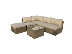 Furniture One Rattan Effect Nature Rattan 5 Seat Corner Sofa Set NO ASSEMBLY & ALUMINIUM FRAME -Flymo Shop furniture one rattan effect nature rattan 5 seat corner sofa set no assembly aluminium frame0727536850205 03c MP