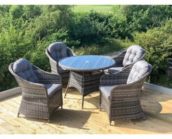 Garden Store Direct Florida 4 Seat Round Rattan Garden Dining Set With Aluminium Frame