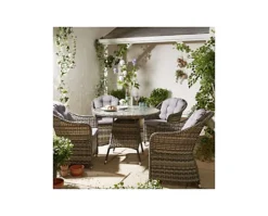 Garden Store Direct Florida 4 Seat Round Rattan Garden Dining Set With Aluminium Frame -Flymo Shop garden store direct florida 4 seat round rattan garden dining set with aluminium frame5060761026690 03c MP
