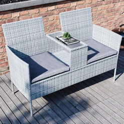 Garden Vida Vienna Grey Rattan Love Seat 2 Seater For Garden Outdoor 9 Garden Vida Vienna Grey Rattan Love Seat 2 Seater For Garden Outdoor -Flymo Shop garden vida vienna grey rattan love seat 2 seater for garden outdoor5056562199190 04c MP
