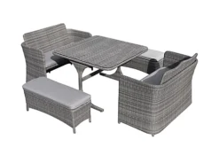 GoodHome Hamilton Steeple Grey Rattan Effect 8 Seater Dining Set -Flymo Shop goodhome hamilton steeple grey rattan effect 8 seater dining set5059340398570 01c