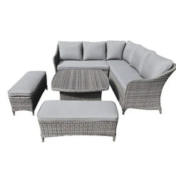 GoodHome Hamilton Steeple Grey Rattan Effect 8 Seater Garden Furniture Set -Flymo Shop goodhome hamilton steeple grey rattan effect 8 seater garden furniture set5059340604923 02c