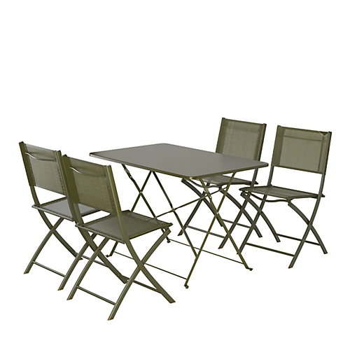 GoodHome Saba Deep Lichen Green Metal Foldable 4 Seater Rectangular Dining Table 4 GoodHome Saba Deep Lichen Green Metal Foldable 4 Seater Rectangular Dining Table - Image 2
