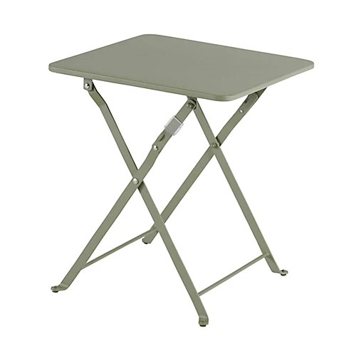 GoodHome Saba Khaki Green Metal Foldable 2 Seater Square Side Table 4 GoodHome Saba Khaki Green Metal Foldable 2 Seater Square Side Table - Image 2
