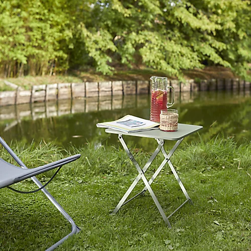 GoodHome Saba Khaki Green Metal Foldable 2 Seater Square Side Table 3 GoodHome Saba Khaki Green Metal Foldable 2 Seater Square Side Table