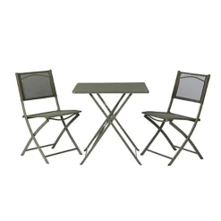 GoodHome Saba Khaki Green Metal Foldable 2 Seater Square Table -Flymo Shop goodhome saba khaki green metal foldable 2 seater square table5059340124667 09c
