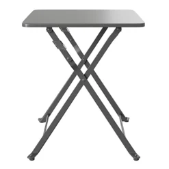 GoodHome Saba Steel Grey Metal Foldable 2 Seater Square Side Table -Flymo Shop goodhome saba steel grey metal foldable 2 seater square side table5059340677156 05c