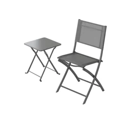 GoodHome Saba Steel Grey Metal Foldable 2 Seater Square Side Table -Flymo Shop goodhome saba steel grey metal foldable 2 seater square side table5059340677156 09c
