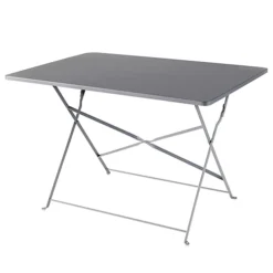 GoodHome Saba Steel Grey Metal Foldable 4 Seater Rectangular Table