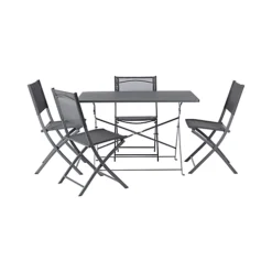 GoodHome Saba Steel Grey Metal Foldable 4 Seater Rectangular Table -Flymo Shop goodhome saba steel grey metal foldable 4 seater rectangular table5059340137001 09c