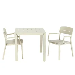 GoodHome Santorin Sand Metal 4 Seater Table -Flymo Shop goodhome santorin sand metal 4 seater table5059340125039 09c