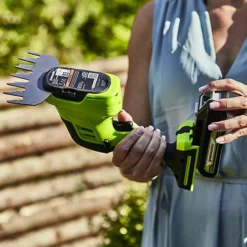 Greenworks Tools 24V Grass Shrub Shear Includes 2Ah Battery & 0.5Ah Charger -Flymo Shop greenworks tools 24v grass shrub shear includes 2ah battery 0 5ah charger6952909071121 04c MP