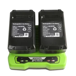 Greenworks Tools 48V (2 X 24V) 46cm (18") Self Propelled Lawnmower Includes 2 X 24V 4Ah Batteries & 2Ah Twin Charger -Flymo Shop greenworks tools 48v 2 x 24v 46cm 18 self propelled lawnmower includes 2 x 24v 4ah batteries 2ah twin charger6952909062457 04c MP