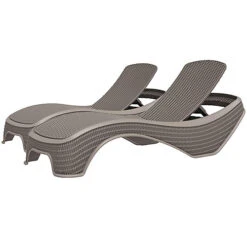 Homeology MALDIVES Warm Grey Prestigious Outdoor Rattan-Style Adjustable Sun Lounger - Pair