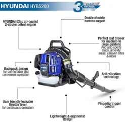 Hyundai 52cc 2-Stroke Backpack Petrol Leaf Blower HYB5200 -Flymo Shop hyundai 52cc 2 stroke backpack petrol leaf blower hyb52005056275754877 03c MP