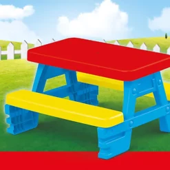 Kids Red, Blue & Yellow Garden Picnic Table -Flymo Shop kids red blue yellow garden picnic table8690089030085 02i bq
