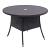 Livingandhome Black Garden Round Wicker Tempered Glass Outdoor Table With Parasol Hole 105 Cm -Flymo Shop livingandhome black garden round wicker tempered glass outdoor table with parasol hole 105 cm0735940289696 01c MP