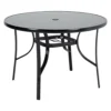 Livingandhome Black Round Metallic And Tempered Glass Garden Table With Parasol Hole Outdoor 105 Cm -Flymo Shop livingandhome black round metallic and tempered glass garden table with parasol hole outdoor 105 cm0735940289641 01c MP