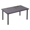 Livingandhome Black Rustic Rectangle Outdoor Wicker Table With Tempered Glass Tabletop 150cm