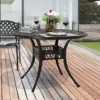 Livingandhome Black Vintage Round Cast Aluminum Garden Bistro Table With Parasol Hole 90 Cm -Flymo Shop livingandhome black vintage round cast aluminum garden bistro table with parasol hole 90 cm0735940233262 01c MP